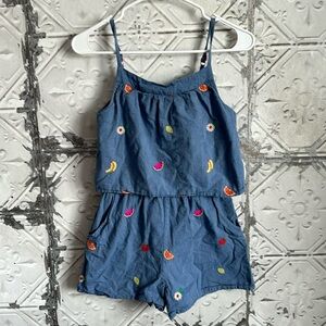Mini Boden girls embroidered fruit tank romper. Size 11/12. EUC!!